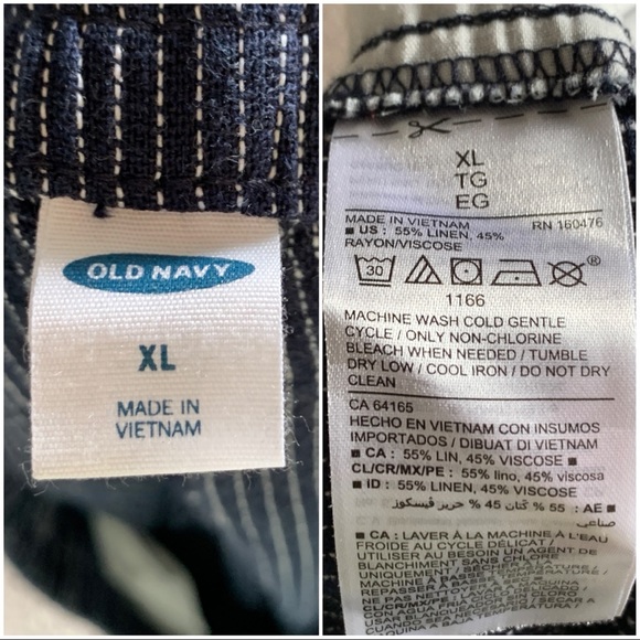 Cropped linen pinstripe elastic waist cargo pants XL - Picture 6 of 6